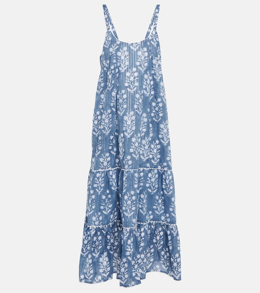 Robe midi en coton à fleurs