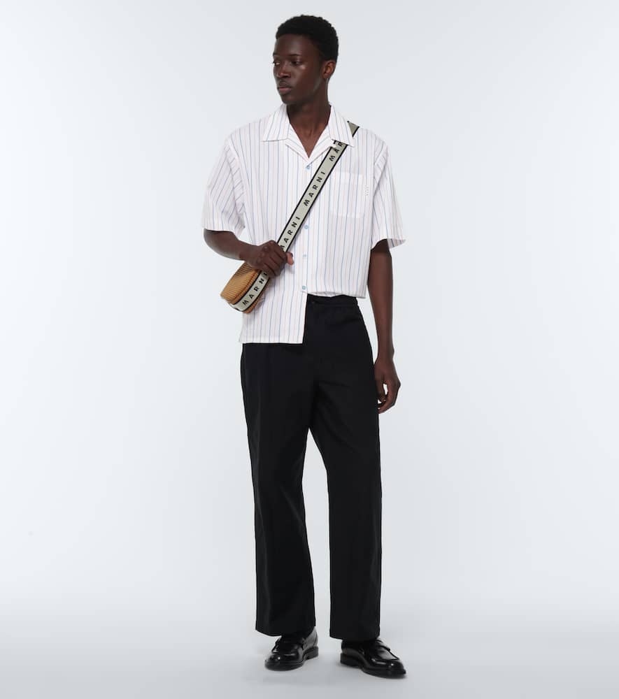 Marni Striped Bowling Shirt In Lily White