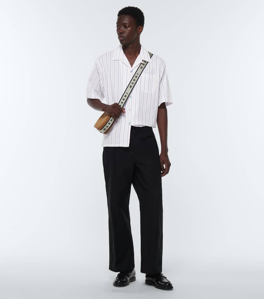 Shop Marni Striped Cotton Poplin Bowling Shirt In Lily White