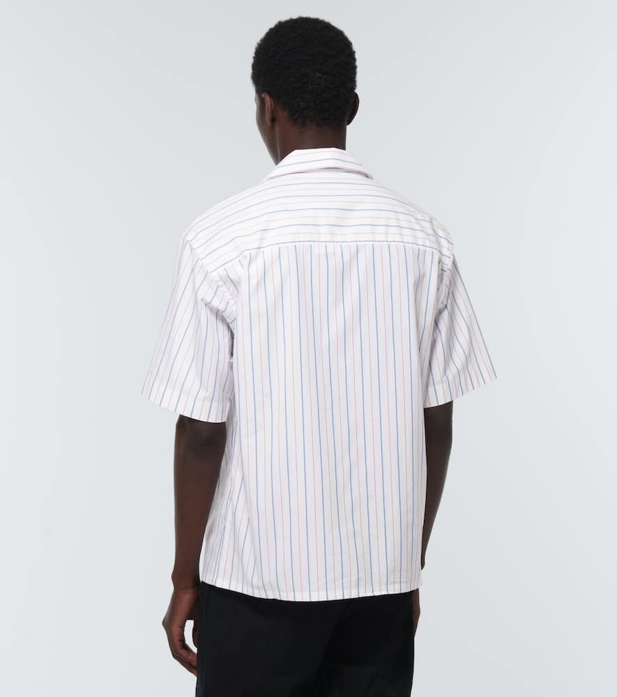 Shop Marni Striped Cotton Poplin Bowling Shirt In Lily White