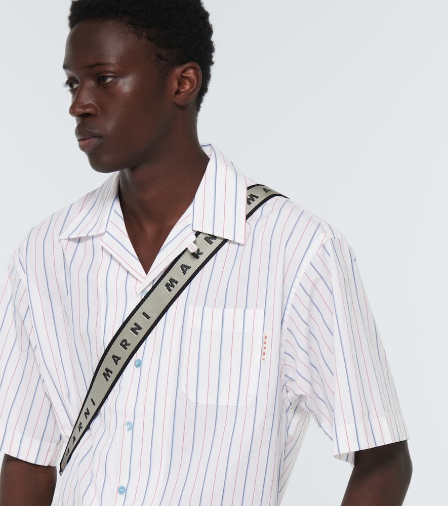 Shop Marni Striped Cotton Poplin Bowling Shirt In Lily White