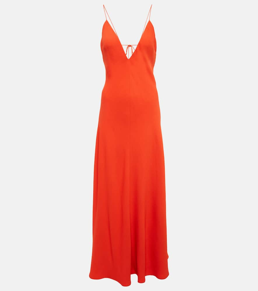 Shop Stella Mccartney V-neck Crêpe Gown In Scarlet Red