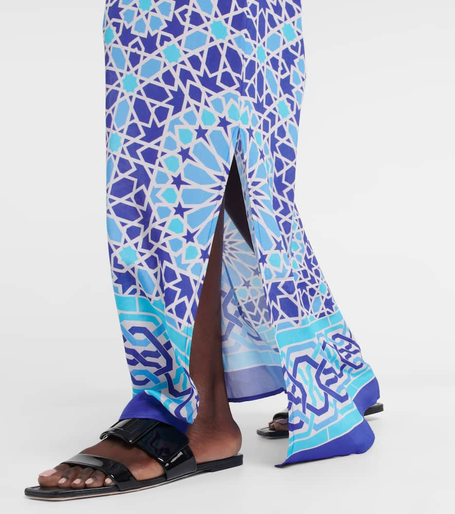 Shop Alexandra Miro Asher Printed Halterneck Maxi Dress In Moroccan Tile Print