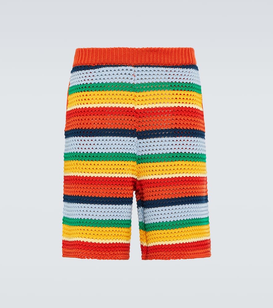 Marni Crochet-knit Striped Shorts In Multicoloured
