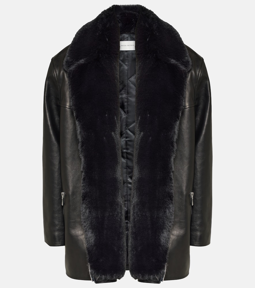 Magda Butrym Faux fur-trimmed leather jacket