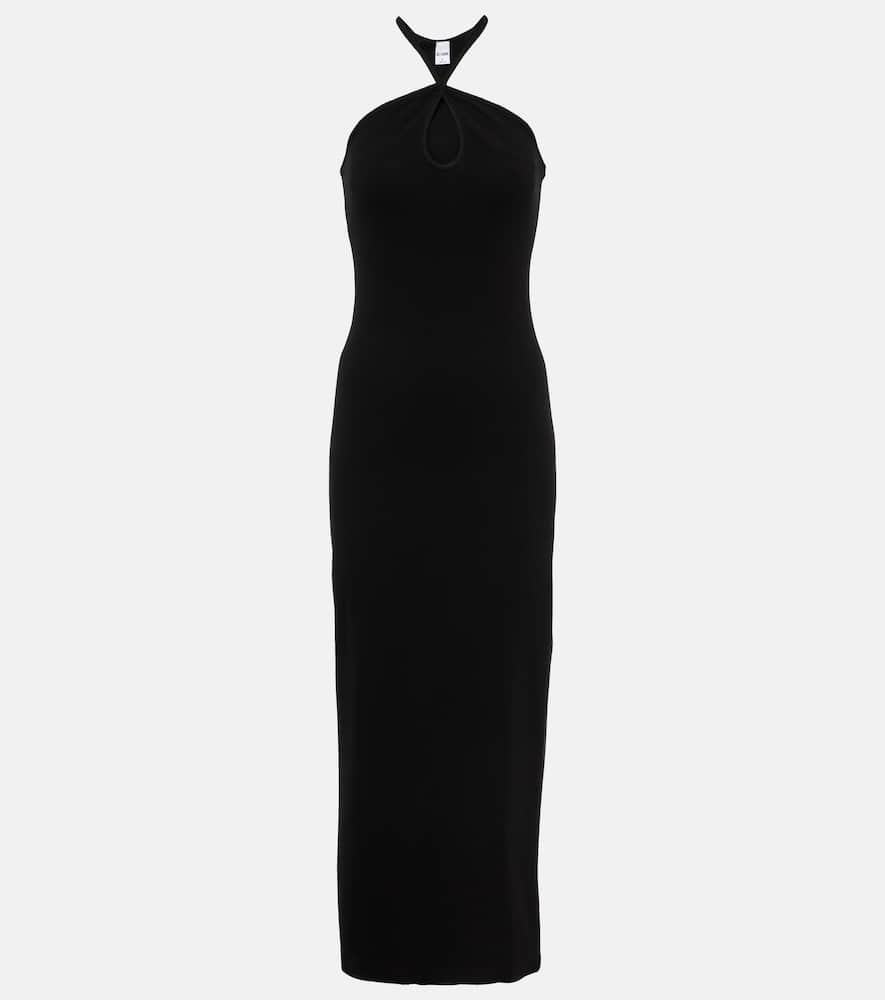 Ribbed-knit cotton-blend midi dress