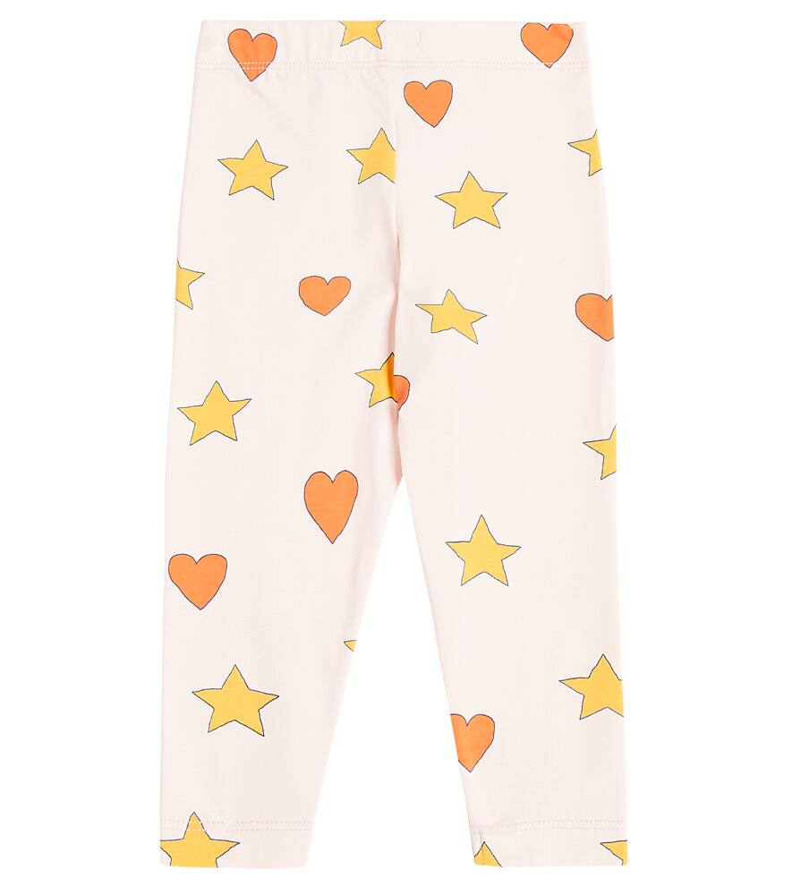 Shop Tinycottons Baby Printed Cotton-blend Leggings In Pink