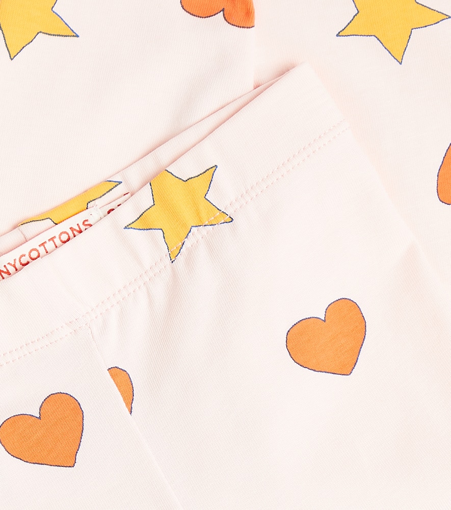 Tinycottons Baby Printed Cotton-blend Leggings In Pink
