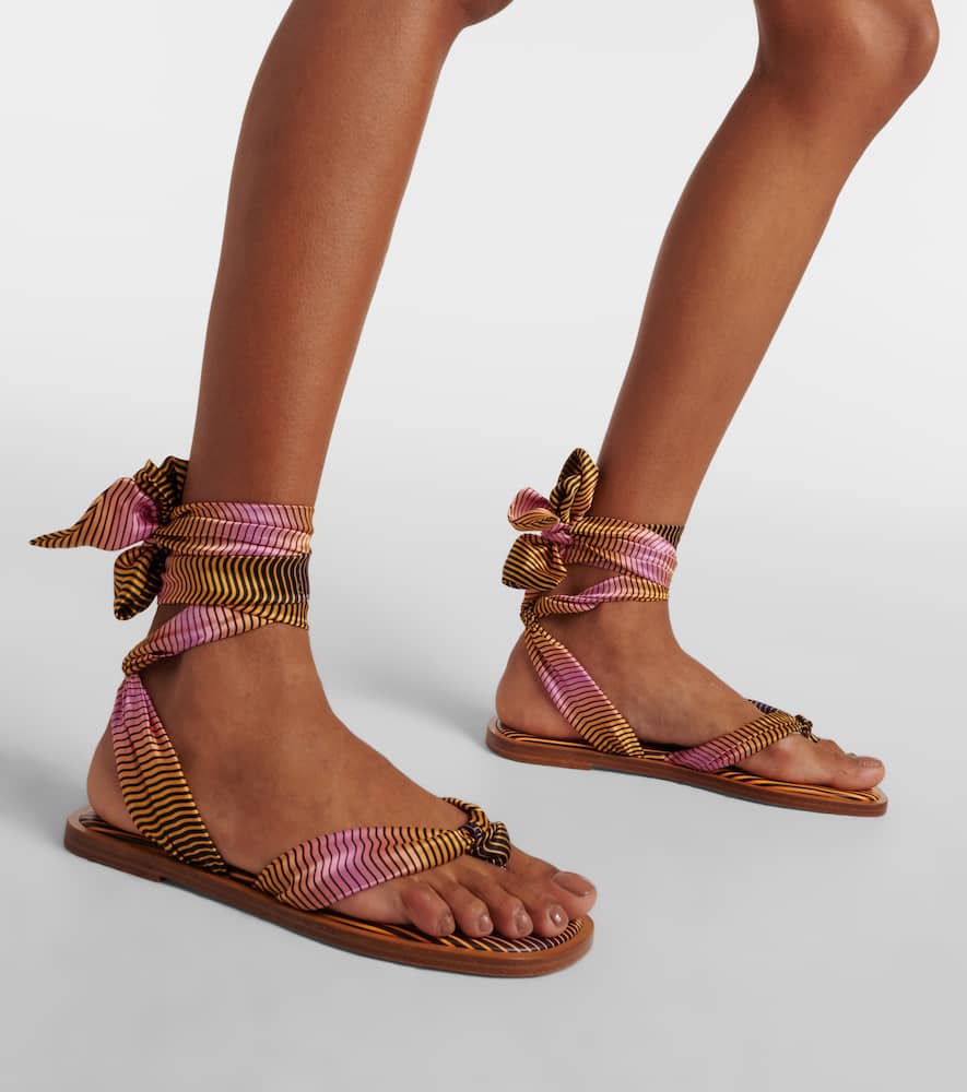 Christian Louboutin Nilo Du Desert Silk Sandals In Pink