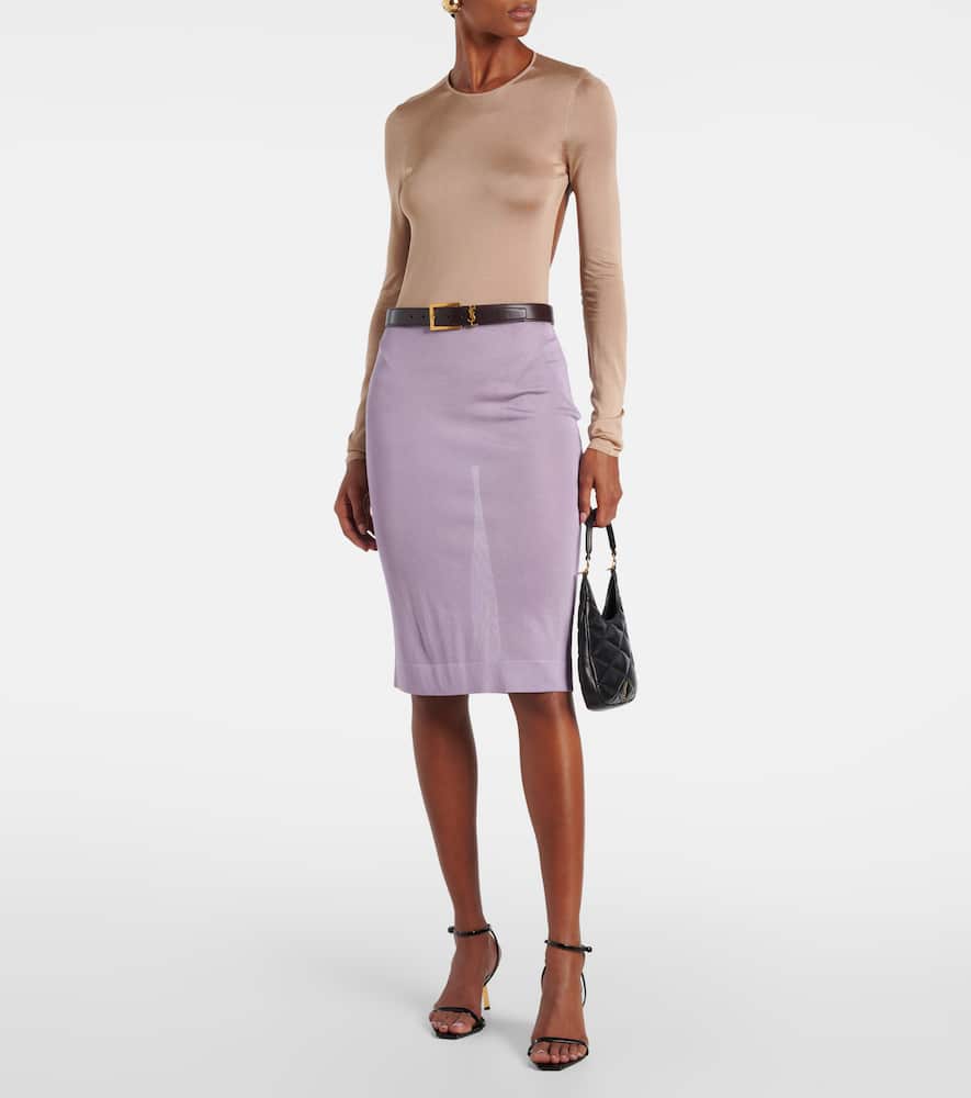 Saint Laurent Sheer Bodysuit In Pink