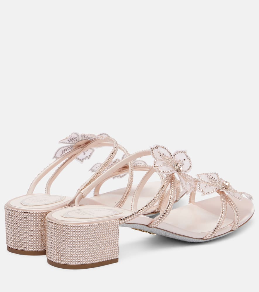 René Caovilla 40 Crystal-embellished Satin Sandals