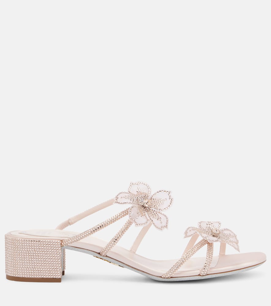 René Caovilla 40 Crystal-embellished Satin Sandals