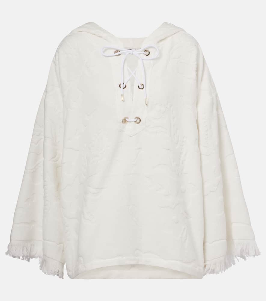 Cosy Towelling cotton terry jacquard hoodie