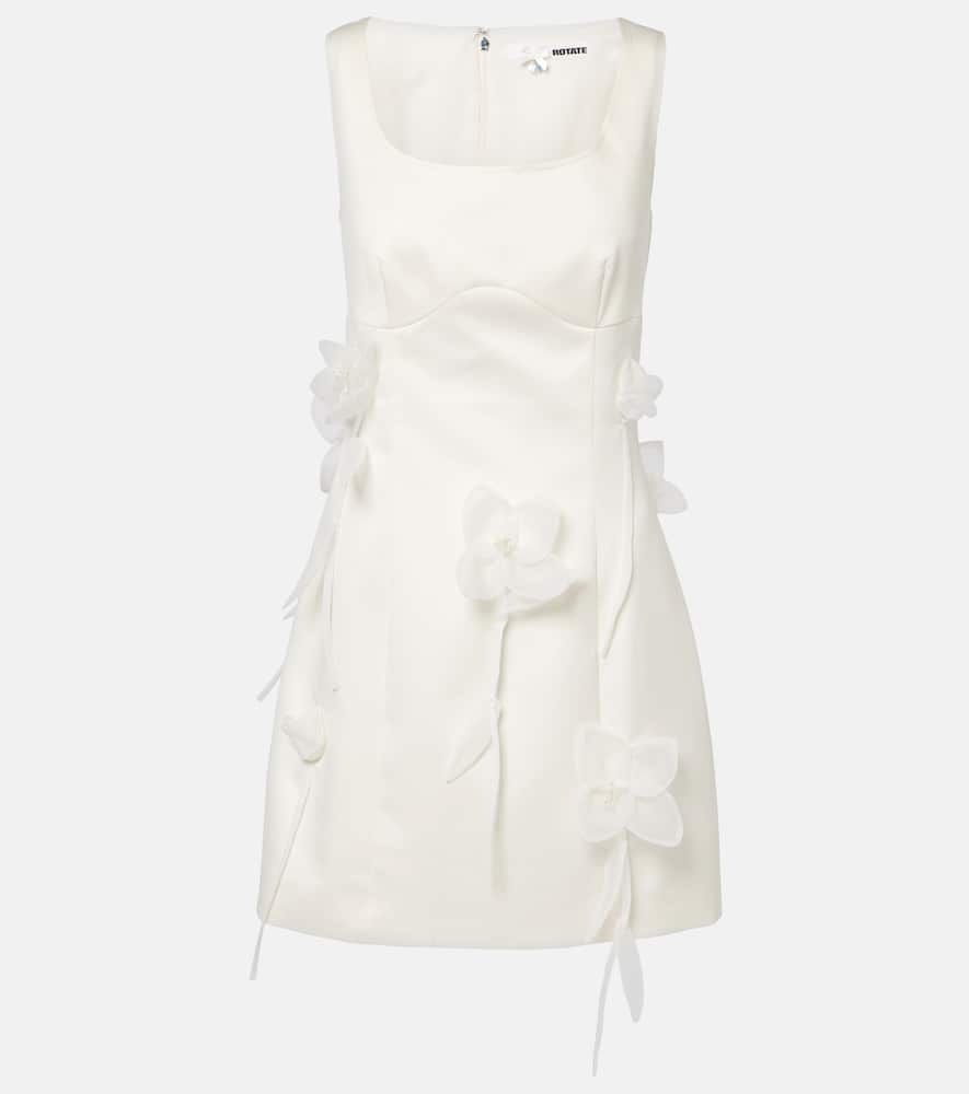 Bridal floral-appliqué minidress