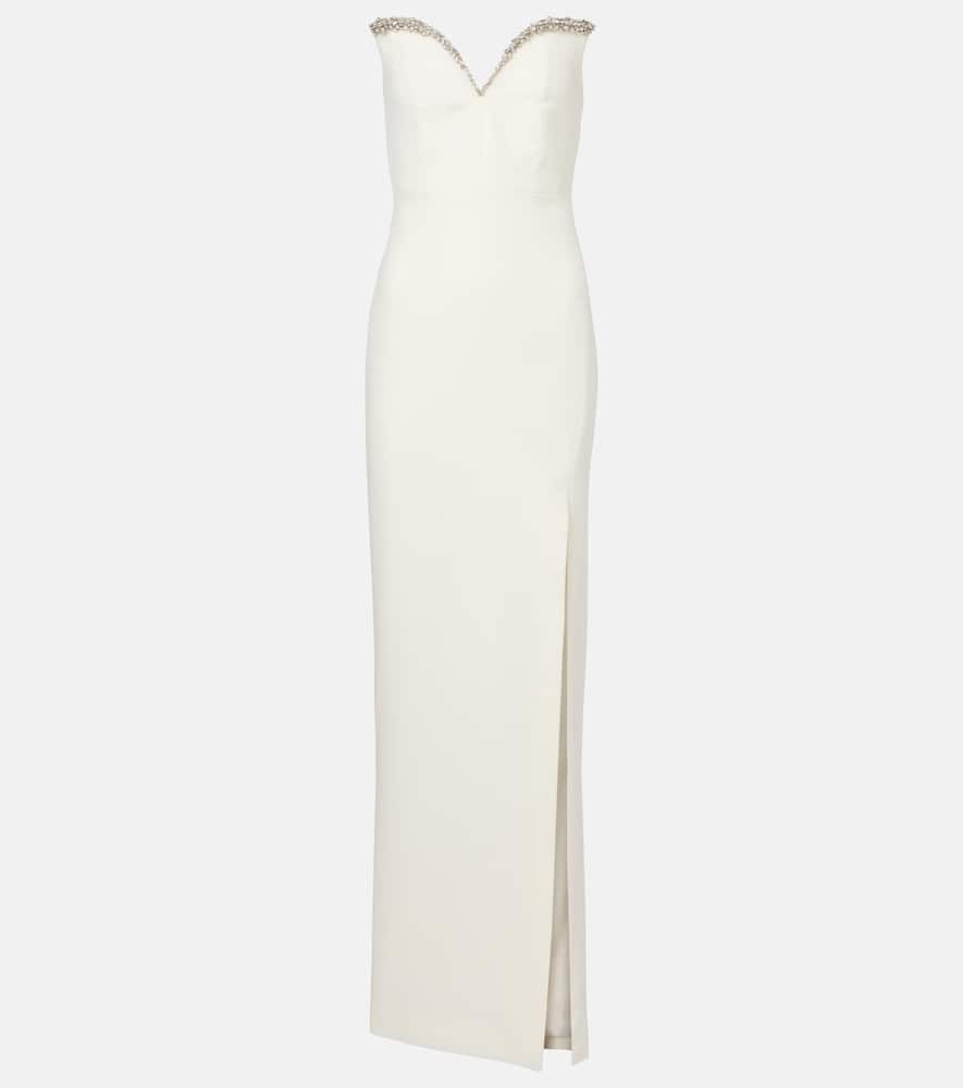 Embellished strapless crêpe gown