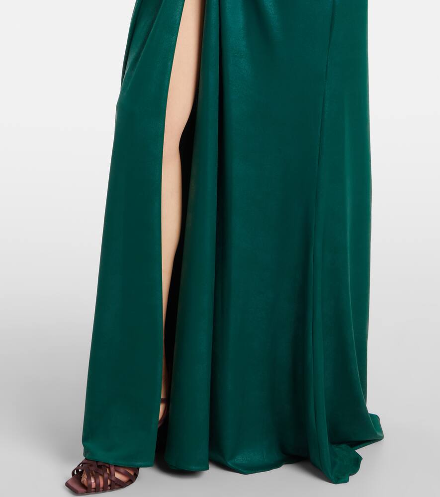Elie Saab Ruched Strapless Maxi Dress In Green