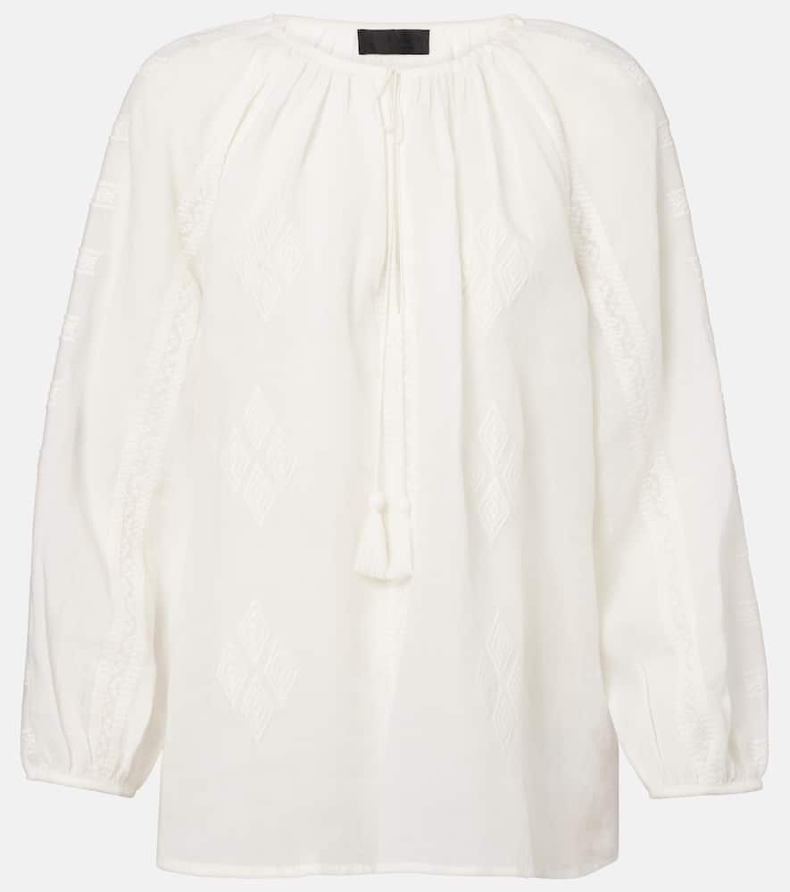 Embroidered ramie blouse