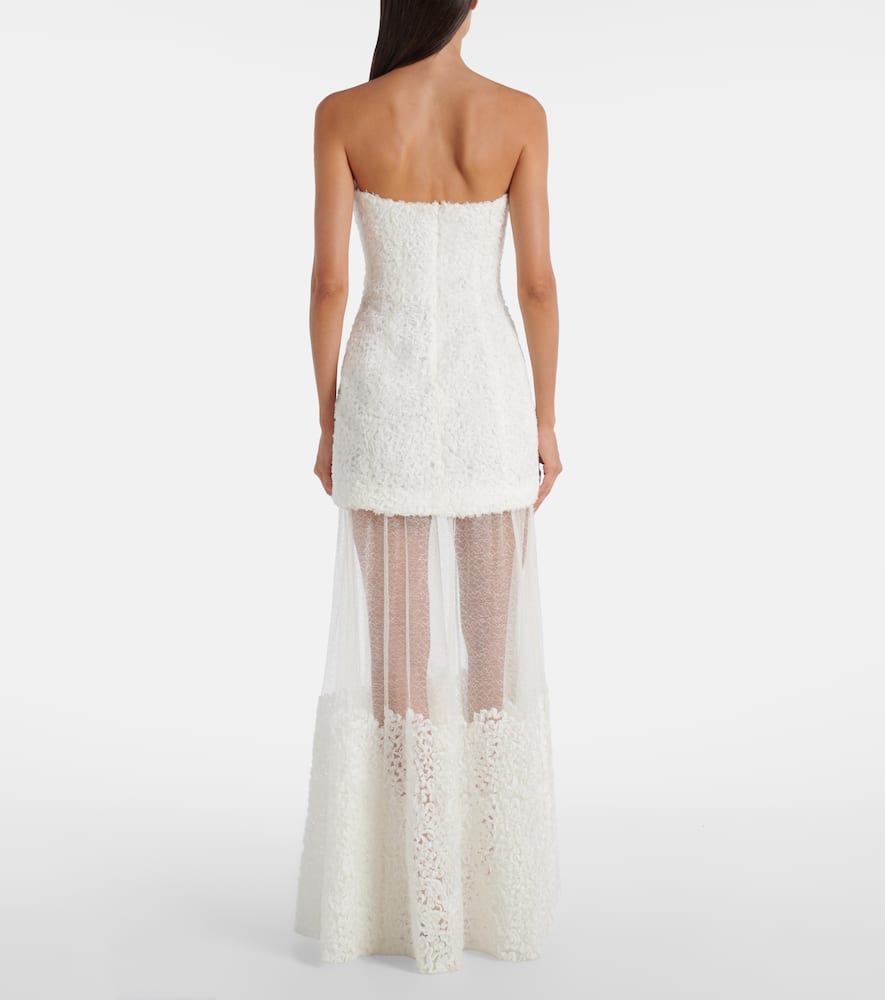Simkhai Marella Strapless Bustier Sheer Midi Dress In Yellow