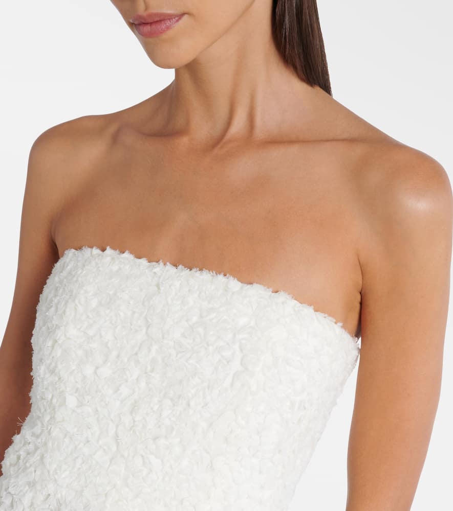Simkhai Marella Strapless Bustier Sheer Midi Dress In Yellow