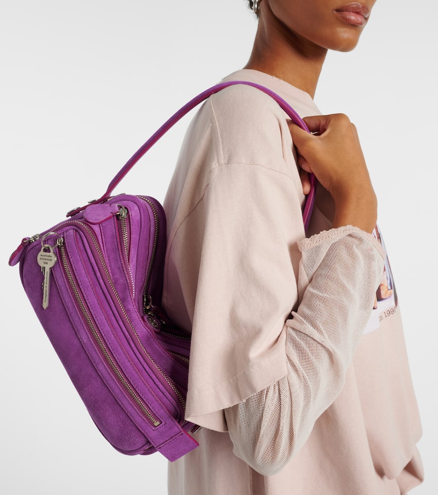 Acne Studios Camero Party Suede Shoulder Bag In Purple