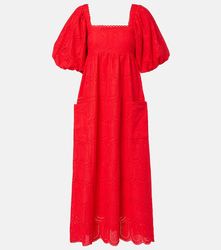 Broderie anglaise cotton midi dress