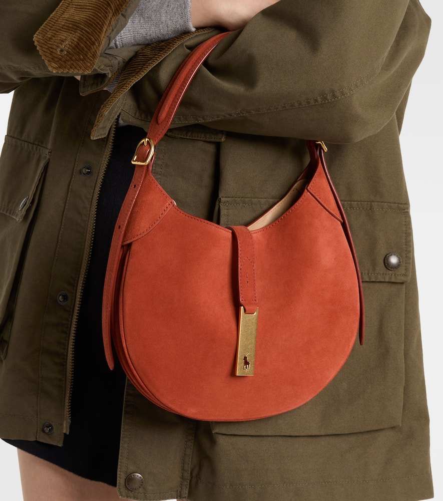 Polo Ralph Lauren Polo Id Medium Suede Tote Bag In Orange