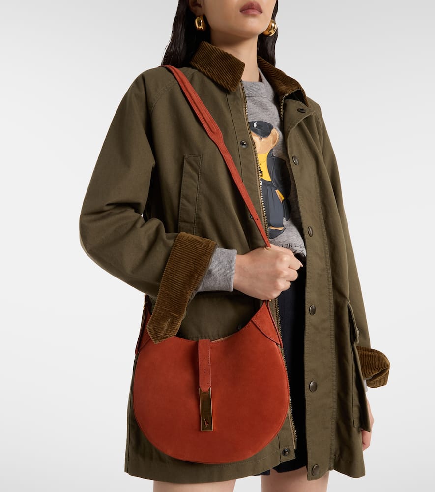 Polo Ralph Lauren Polo Id Medium Suede Tote Bag In Orange