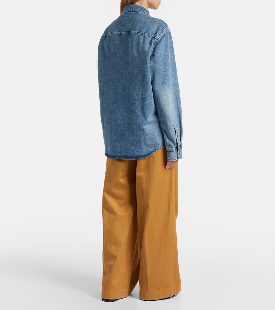 Ami Alexandre Mattiussi Embroidered Denim Shirt In Blue