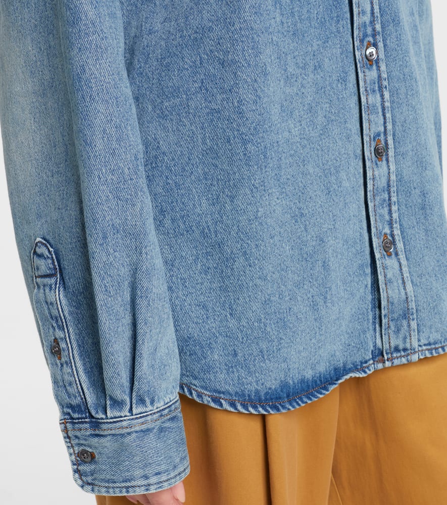 Ami Alexandre Mattiussi Embroidered Denim Shirt In Blue