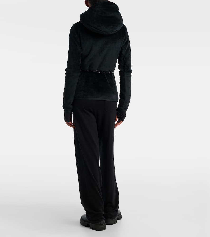 Moncler Hooded Quilted Fleece Down Jacket In Black