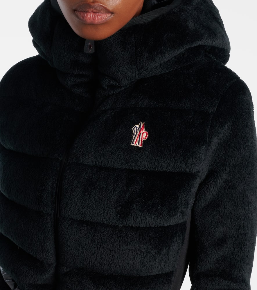 Moncler Hooded Quilted Fleece Down Jacket In Black