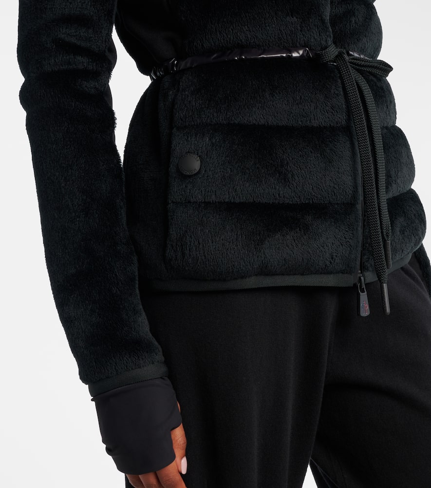 Moncler Hooded Quilted Fleece Down Jacket In Black