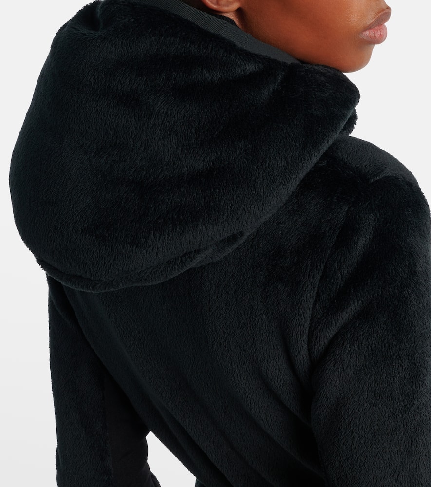 Moncler Hooded Quilted Fleece Down Jacket In Black