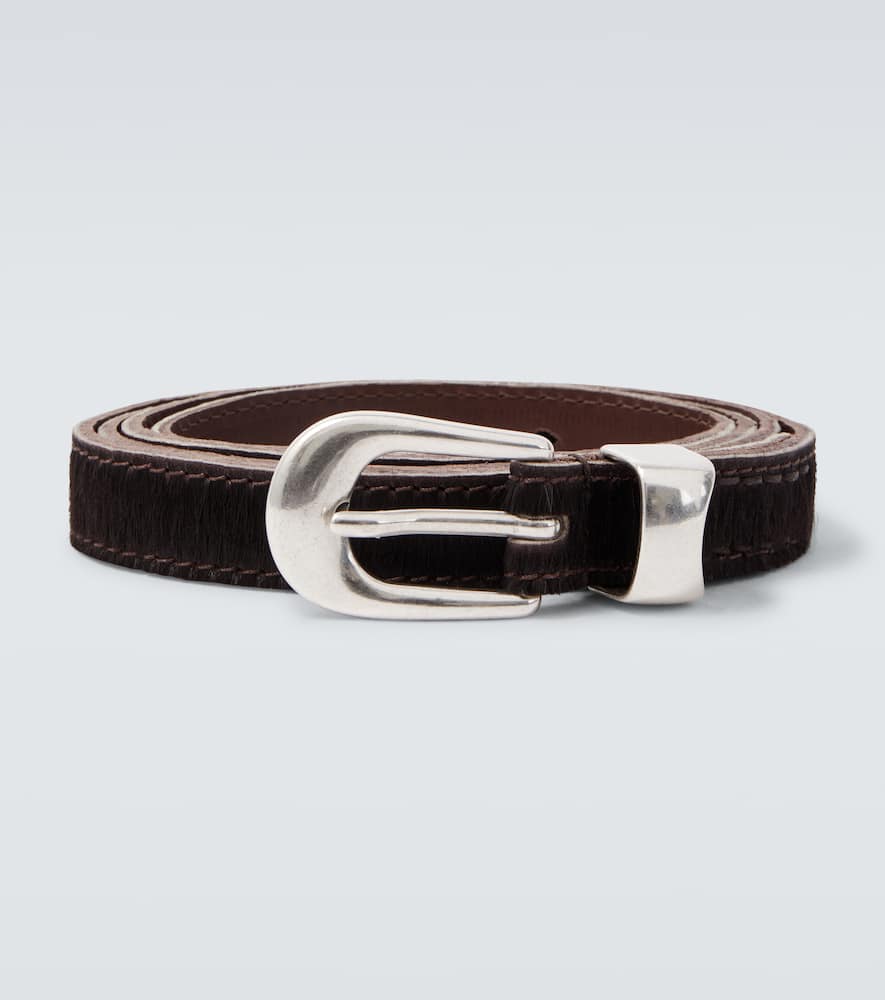 Our Legacy 2 Cm Calf Hair Belt In Brown