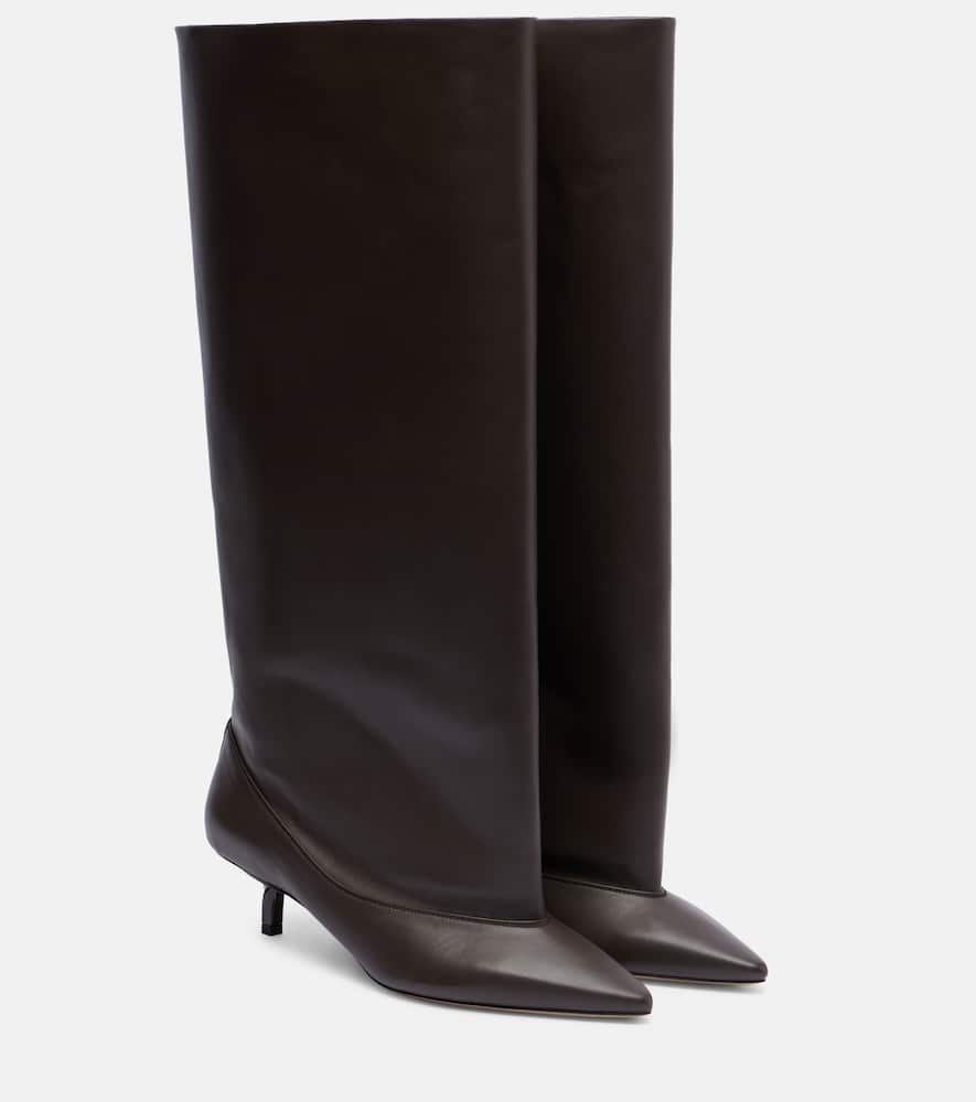 Jacquemus Women Brown Smooth Leather Wide The High Tourni Boots In Brown