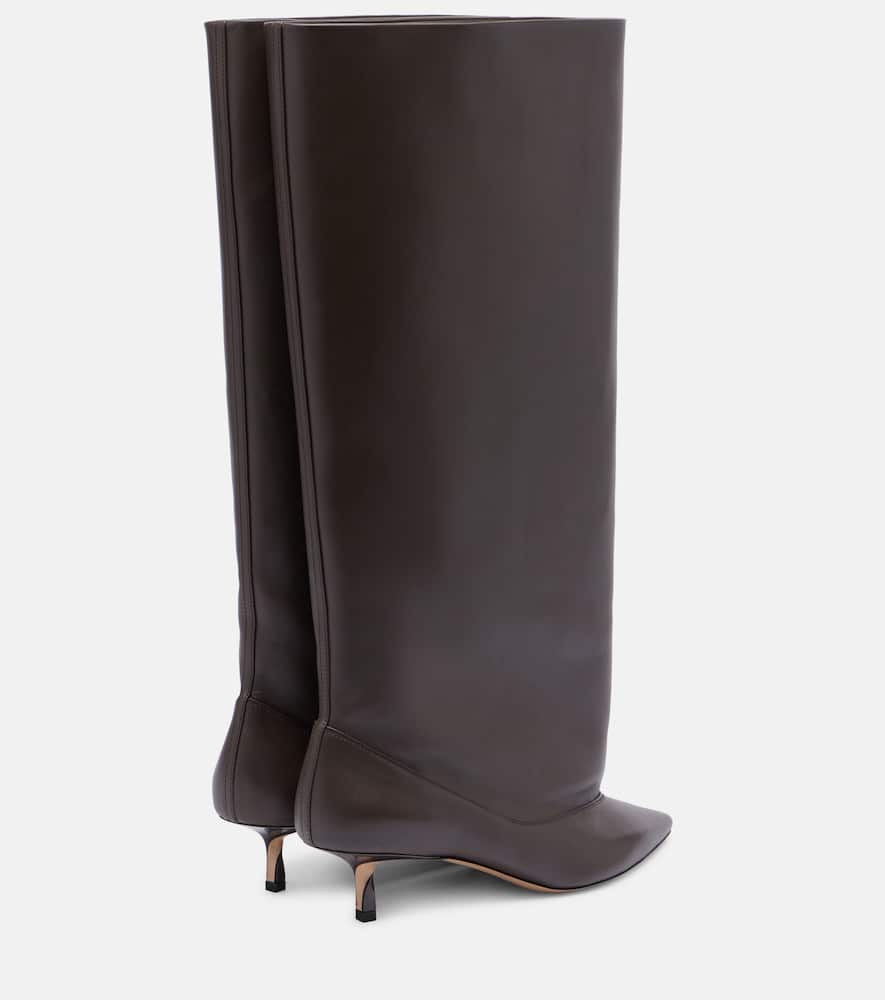 Jacquemus Women Brown Smooth Leather Wide The High Tourni Boots In Brown