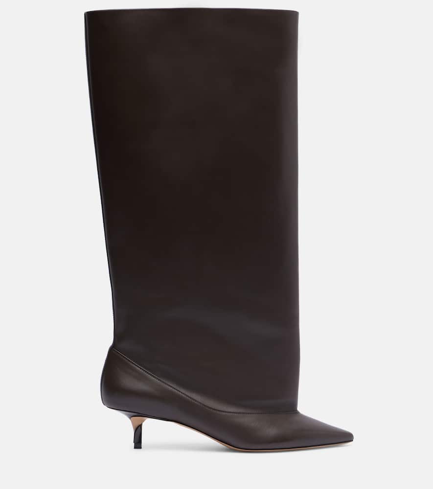 Jacquemus Women Brown Smooth Leather Wide The High Tourni Boots In Brown