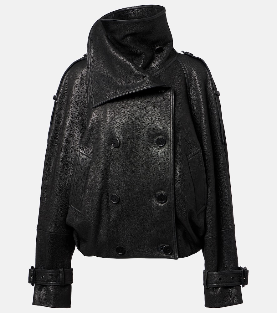 Acne Studios Double-breasted Leather Jacket In Black
