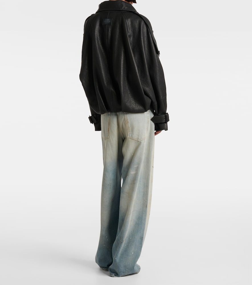 Acne Studios Double-breasted Leather Jacket In Black
