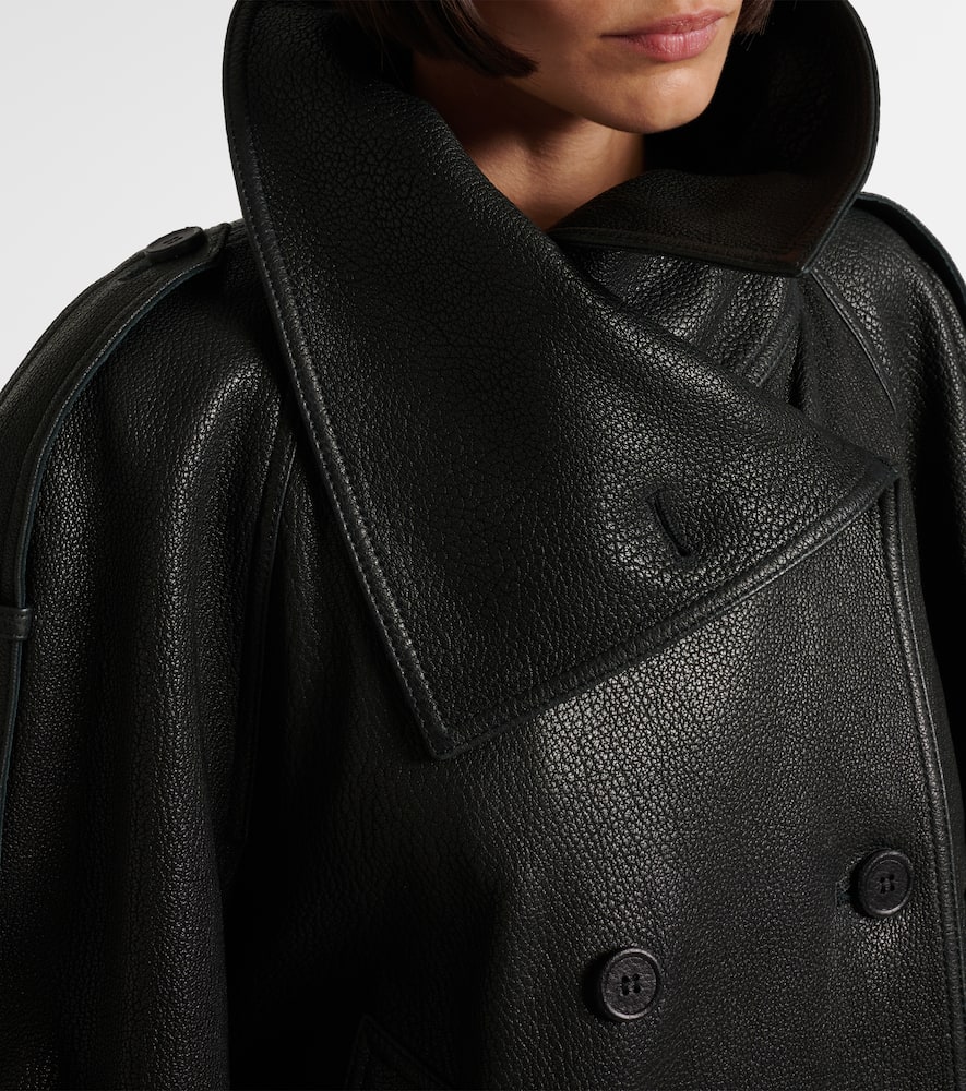 Acne Studios Double-breasted Leather Jacket In Black