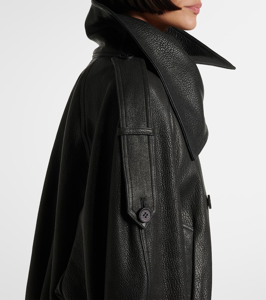 Acne Studios Double-breasted Leather Jacket In Black