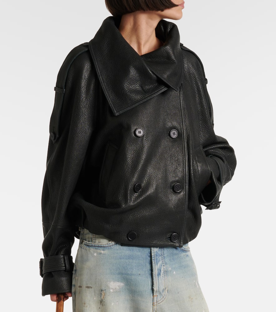 Acne Studios Double-breasted Leather Jacket In Black