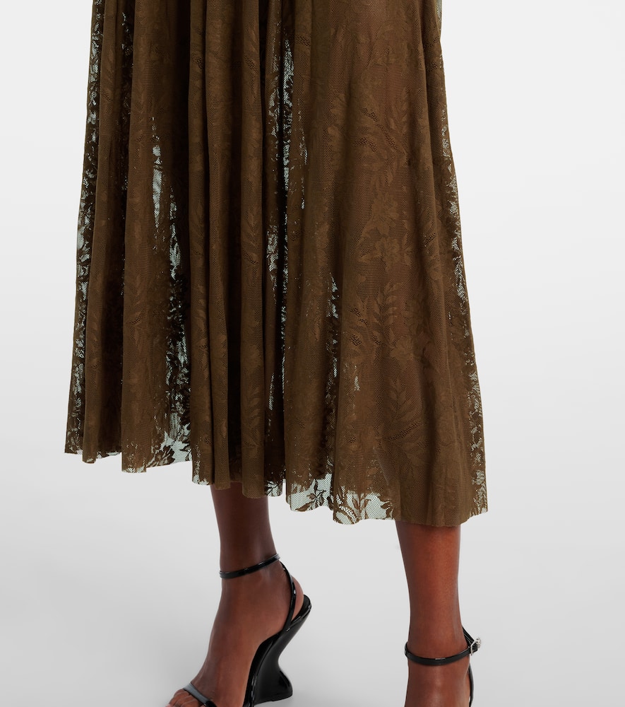 Norma Kamali Lace Midi Dress In Brown