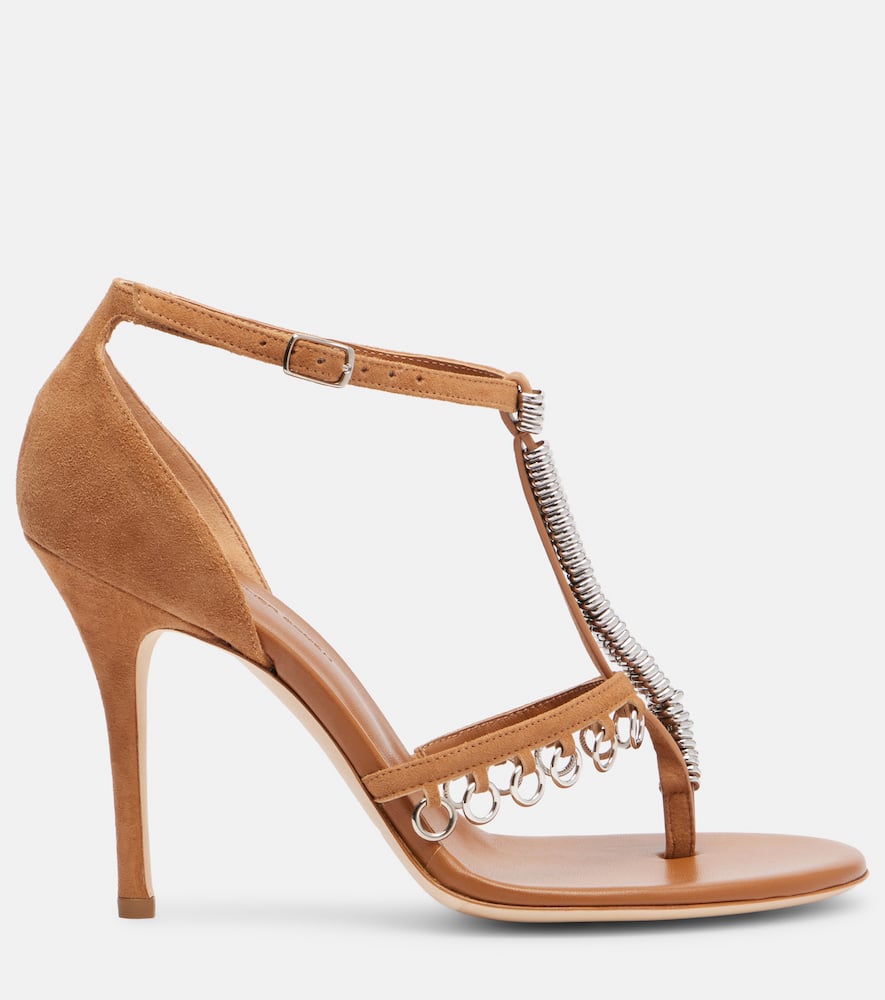 Christopher Esber Ludo Embellished Suede Sandals In Brown
