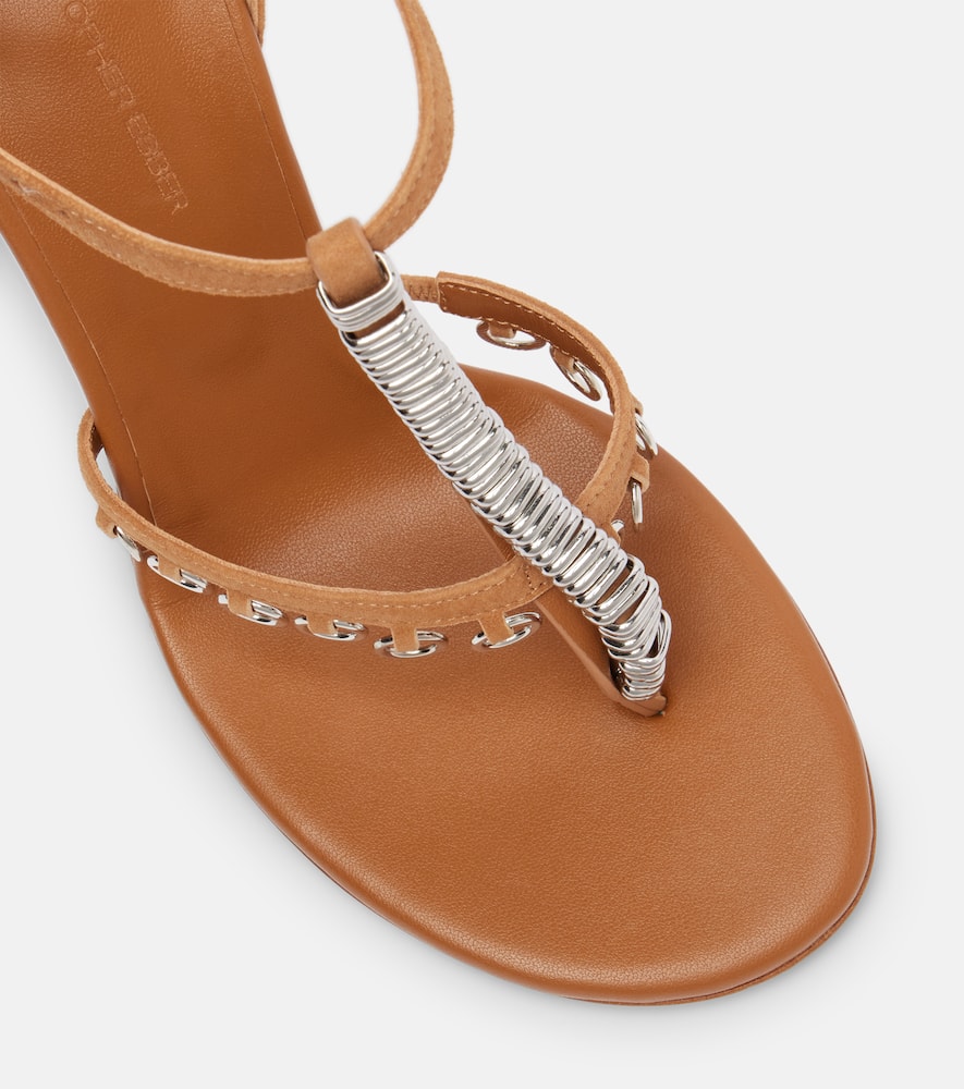 Christopher Esber Ludo Embellished Suede Sandals In Brown