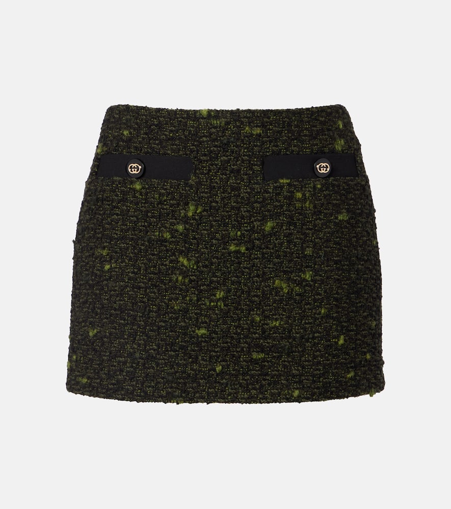 Gucci Wool-blend Bouclé Miniskirt In Green