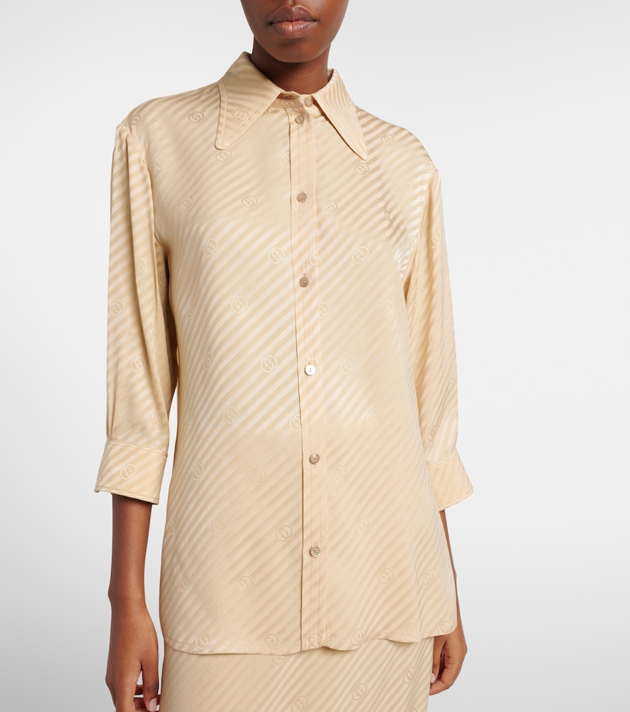  Gucci Gucci Camicia In Seta A Righe Interlocking G 