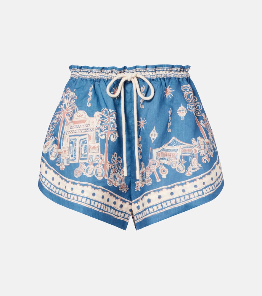 Alemais Alémais Acacia Printed Linen Bermuda Shorts In Blue