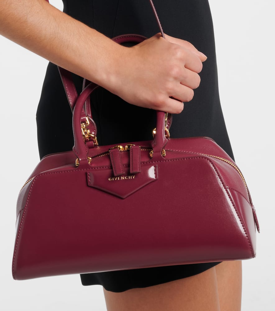 Givenchy Antigona Cube Small Leather Tote Bag In Burgundy