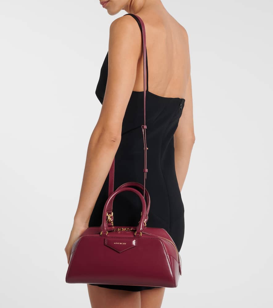 Givenchy Antigona Cube Small Leather Tote Bag In Burgundy